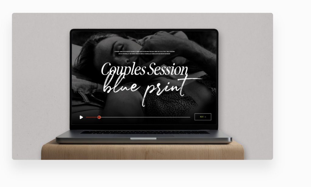 A comprehensive 4-part class for photographers to plan authentic couples sessions, featuring a customizable questionnaire, Feelings Board guide, and step-by-step process to build trust and create meaningful, emotion-filled photos.